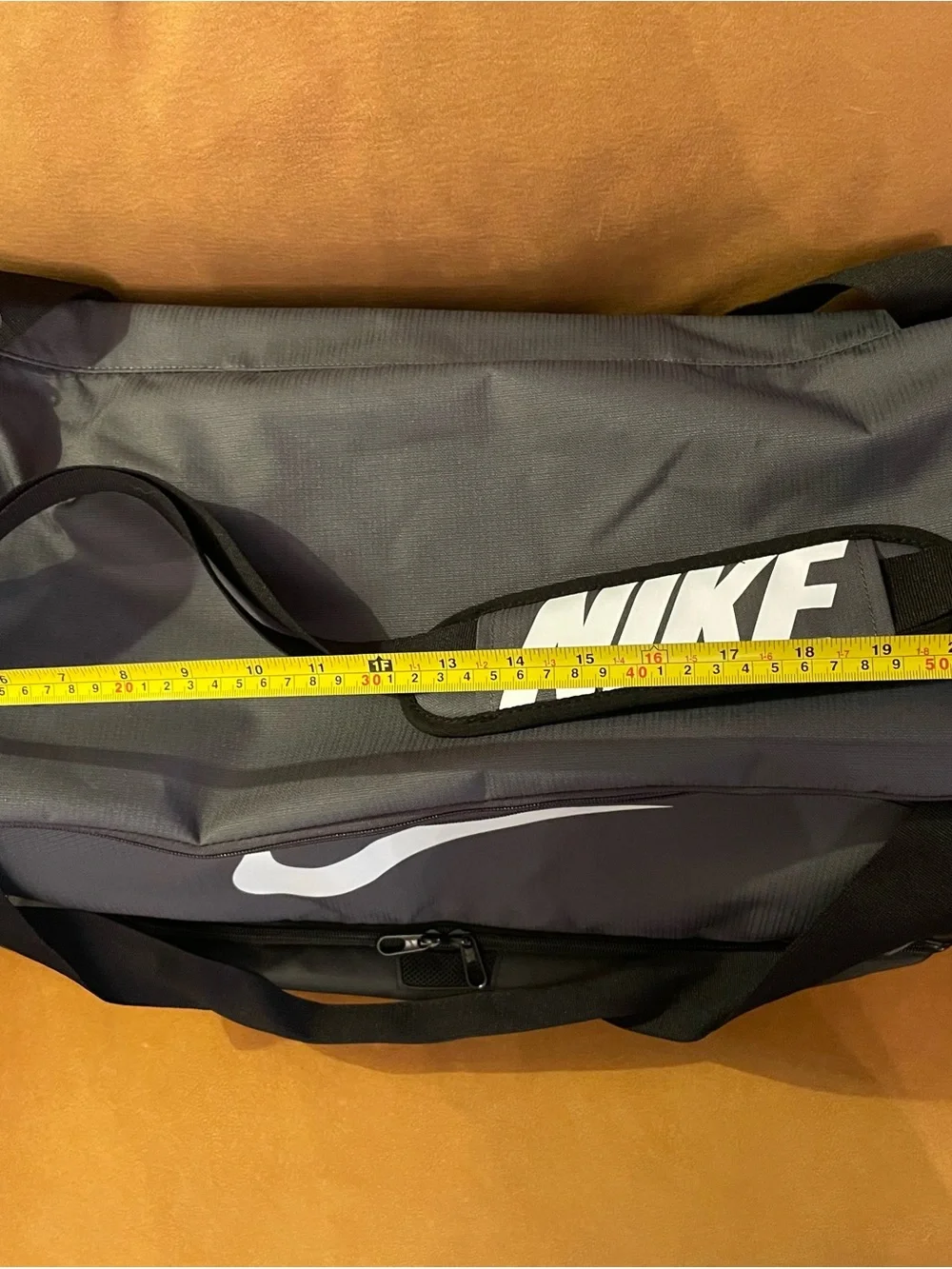 Nike Gray Duffel Bag with White Swoosh and Black Accents(NWOT)